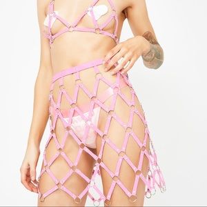 Dollskill pink rhinestone harness set
